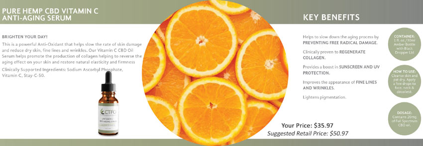 Buy - Order CTFO Pure Hemp CBD Vitamin C Anti-Aging Serum