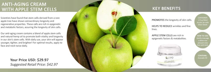 Buy - Order CTFO CBD Free Anti-Aging Cream with Apple Stem Cells